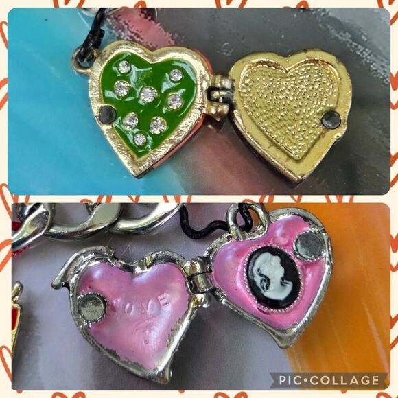 Juicy Couture Y2K Silver Plated Chunky Bracelet w/ Large Red/Black/Gold Charms - Picture 6 of 6